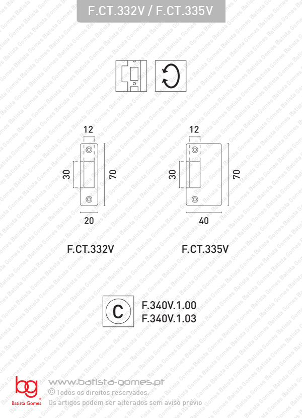 Chapa testa compat�vel com fechaduras s�rie F.340V